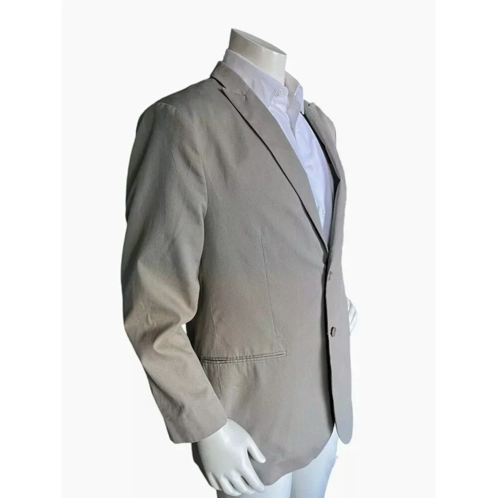 John Varvatos Blazer Men 46R Cotton Twill Sport Coat Khaki Casual Light Weight